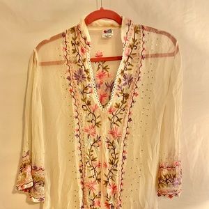 Silk embroidered top